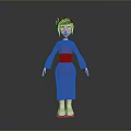 Game Movie Character 3D Model Female With Red Dress Black Belt And White Shoes