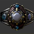 Decorative Ring With Pearl Center And Colorful Gemstones Engraved Metal Band