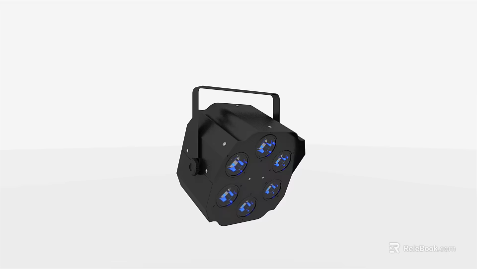 Black LED Downlights And Spotlights With Multiple Blue Lamps For Stage Lighting 3d model 