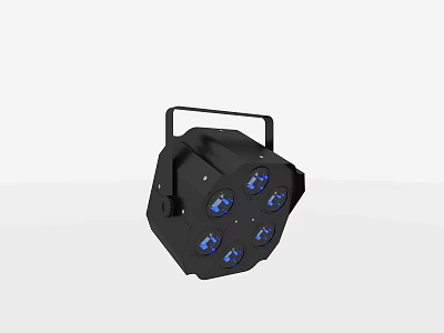 Black LED Downlights And Spotlights With Multiple Blue Lamps For Stage Lighting 3d model
