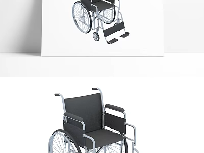 Lightweight Foldable Wheelchair with Adjustable Footrests for Elderly Daily Mobility Assistance 3d model