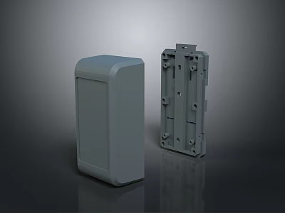 Gray Electrical Enclosure Housing Pair With Mounting Bracket And Internal Structure 3d model