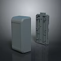 Gray Electrical Enclosure Housing Pair With Mounting Bracket And Internal Structure