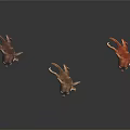 Three Different Colored Standing Cartoon Kangaroo Characters With Dark Background Reflections