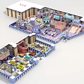 Indoor Playground Layout Featuring Multiple Play Zones Colorful Facilities And Interactive Games 3d model