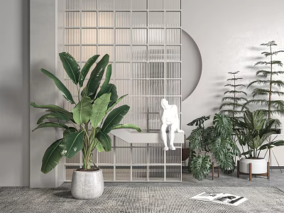 Bonsai Potted Plants For Modern Indoor Decor With Stylish Planters And Greenery 3d model
