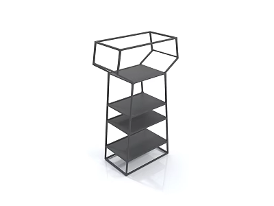 Modern Black Metal Frame Multi layer Storage Shelf With Open Design And Display Layers 3d model