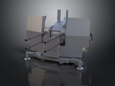 Multi Barrel Naval Gun With Metal Structure And Mounting Base For Military Defense 3d model