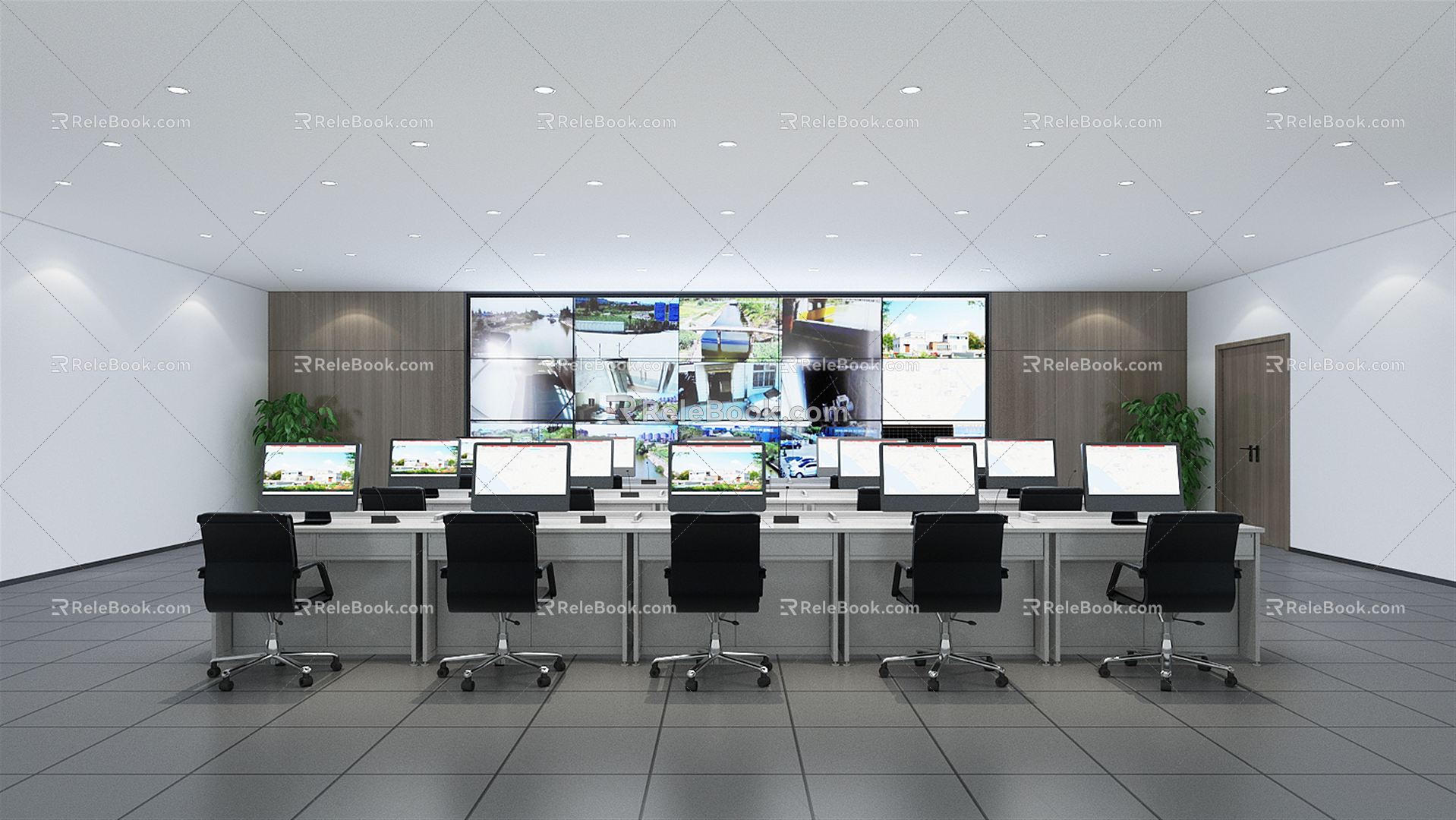 Modern Monitoring Room Monitoring and Command Room 3d model