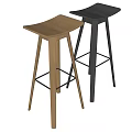 Black Bar Stool With Modern Design Wooden Accent And Tall Metal Legs