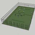 Outdoor Soccer Field With Fenced Area Green Turf And People Playing