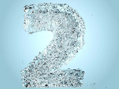 Water Droplets Forming Number 2 Shape On Light Blue Background 3d model