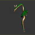 Small Character Climbing On Green Snake With Orange And White Striped Body