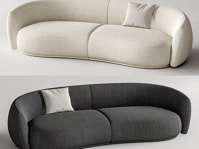 Modern Curved Design Two-Seater Sofa With Light And Dark Color Options And Accent Pillow 3d model