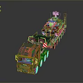 Military Transport Truck Carrying Armored Tank With Green Orange Camouflage Cabin And Trailer
