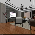 Living Dining Room Interior Design With Sofa Throw Pillows Coffee Table Dining Set Wooden Flooring
