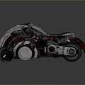 Futuristic Mechanical Motorcycle With Red And Silver Detailed Wheels Design