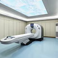Modern Medical Room Interior With CT Scanner And Sky Ceiling Design