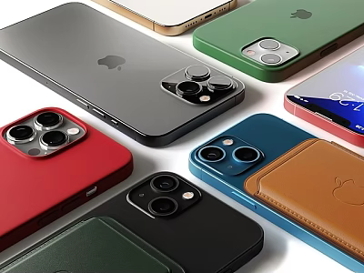 Assorted Colorful Smartphones Showcasing Diverse Designs 3d model