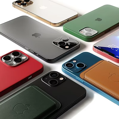 Assorted Colorful Smartphones Showcasing Diverse Designs 3d model