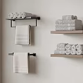 Modern Bathroom Wall Mounted Shelves With Folded And Hanging Towels Storage Design