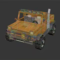 Orange Off Road Truck With Open Cab Top Mounted Lights Truck Bed And Large Tires
