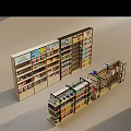 Retail Store Display Shelves With Multi Tier Open And Closed Storage Design 3d model