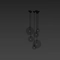 Modern Hanging Chandelier With Transparent Glass Globes And Black Metal Frames