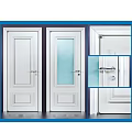 Modern White Hinged Doors With Glass Panel Solid Design Metal Handle And Frame Detail 3d model
