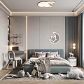 Kids Bedroom With Cozy Decor Plush Toys And Moon Star Light
