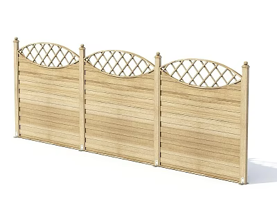 Wooden Garden Ornament Fence With Arched Lattice Top Design And Light Brown Finish 3d model