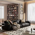 Modern Black Leather Sofa And Glass Coffee Table Set For Cozy Stylish Home Living Room