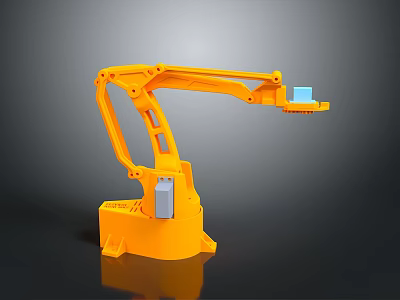 Game Movie Robot Character With Orange Mechanical Arm Blue Components And Structure 3d model