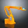 Game Movie Robot Character With Orange Mechanical Arm Blue Components And Structure