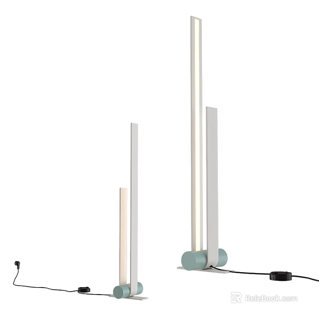 Sleek Modern White Floor Lamp With Light Green Base For Interior Lighting 3d model