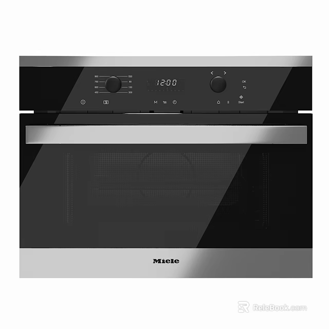 Modern Miele Oven With Digital Display Control Panel And Black Glass Door 3d model 