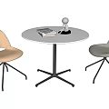 Modern Round Table Chair Set with Beige Woven Gray Chairs White Top Black Legs Decor