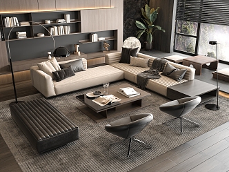 Minotti Sofa Coffee Table Combination Multi-person Corner Sofa Coffee Table Leisure Chair Side Table Corner Table 3d model