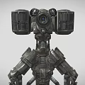 Futuristic Mechanical Combat Weapon With Heavy Duty Armor And Multiple Cannons