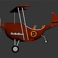 Red Biplane Passenger Aircraft With Orange Seats Silver Propeller And Landing Gear