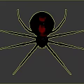 Black Widow Spider With Black Body Red Marking And Long Legs On Gray Background