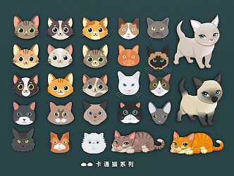 Cartoon Cat Pet Cat Head Animal Head Cute Decorative Elements Illustration Pattern 3d model