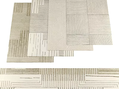 Modern Square Rugs With Geometric Striped Patterns And Neutral Textured Design 3d model