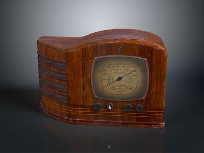 Vintage Wooden Radio with Retro Design Dial and Control Knobs 3d model