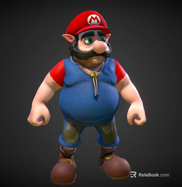 Game And Movie Character With Red Hat Blue Overalls Green Pants And Mustache 3d model 