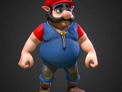 Game And Movie Character With Red Hat Blue Overalls Green Pants And Mustache 3d model