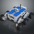 Mechanical Exploration Rover With Solar Panel Top Camera And Multiple Wheels 3d model