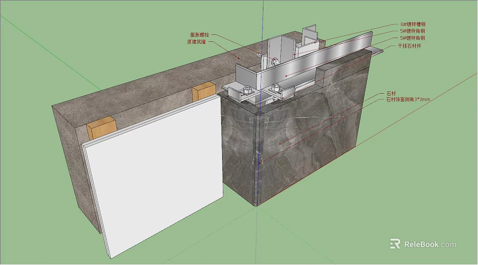 Building Components Section View With Metal Connectors And Panel Installation Details 3d model 