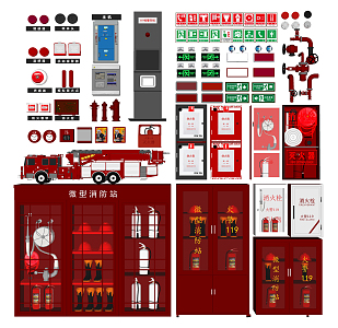 modern fire fighting equipment fire equipment 3d model