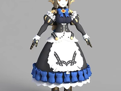 Technology Exhibition Hall Showcasing Futuristic Mechanical Maid 3D Model 3d model